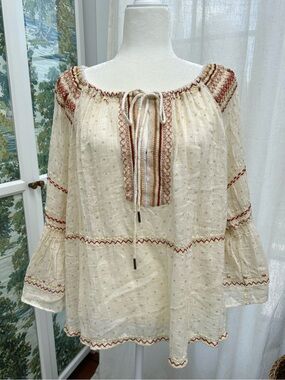 Free People Milk Blossom Peasant Blouse Size Small